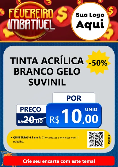 Modelo de Cartaz para Cartaz A4 Vertical com o tema Fevereiro Imbatível para Tintas e Ferramentas