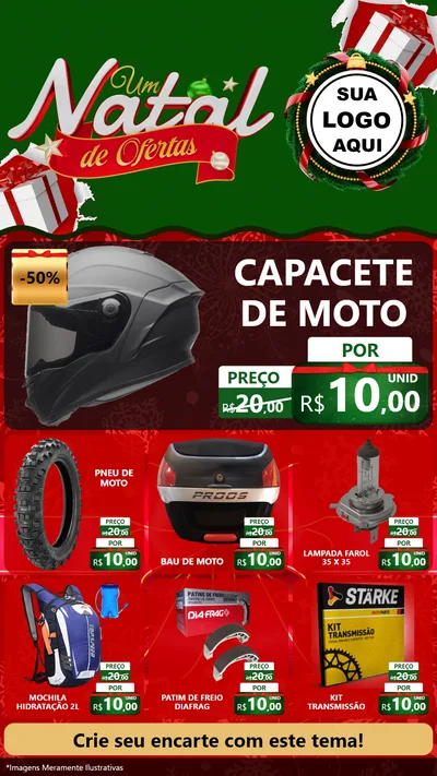 Modelo de Rede Social para Stories com o tema Um Natal de Ofertas para Moto peças