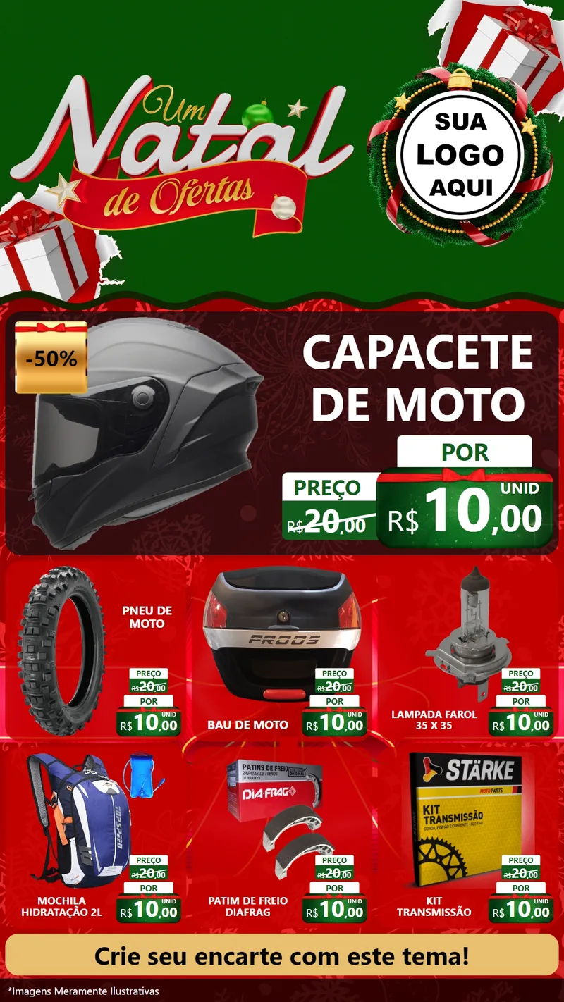 Modelo de Rede Social para Stories com o tema Um Natal de Ofertas para Moto peças