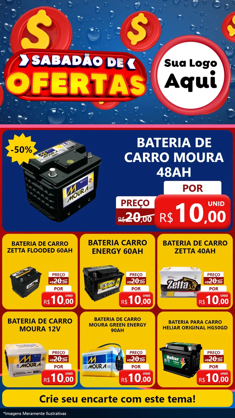 Modelo de Rede Social para Stories com o tema Sabadão de Ofertas para Baterias Elétricas