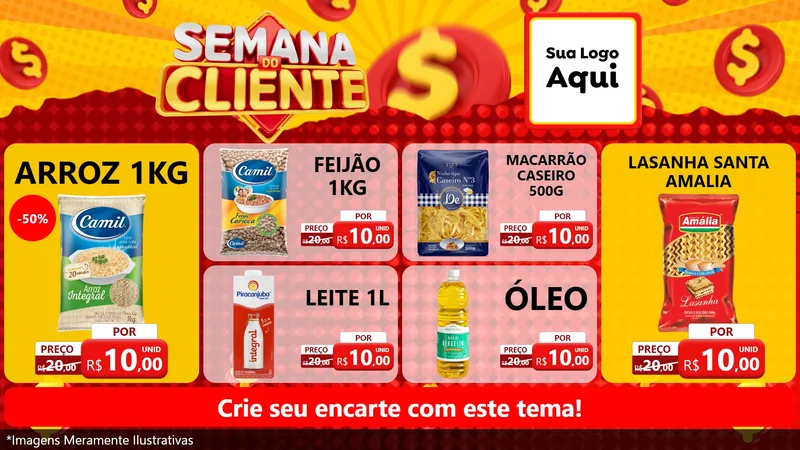 Modelo de TV para TV Horizontal com o tema Semana do Cliente para Supermercado