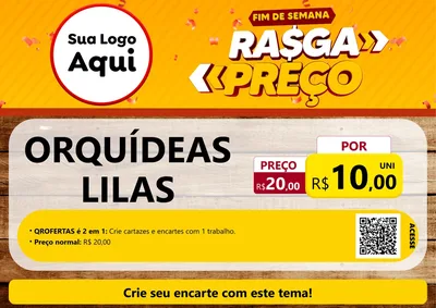Modelo de Cartaz para Cartaz A4 Horizontal com o tema Fim de Semana Rasga Preços para Floricultura e jardim