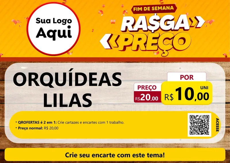 Modelo de Cartaz para Cartaz A4 Horizontal com o tema Fim de Semana Rasga Preços para Floricultura e jardim