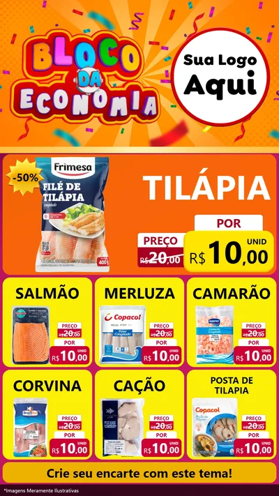 Modelo de Rede Social para Stories com o tema Bloco da Economia para Peixaria
