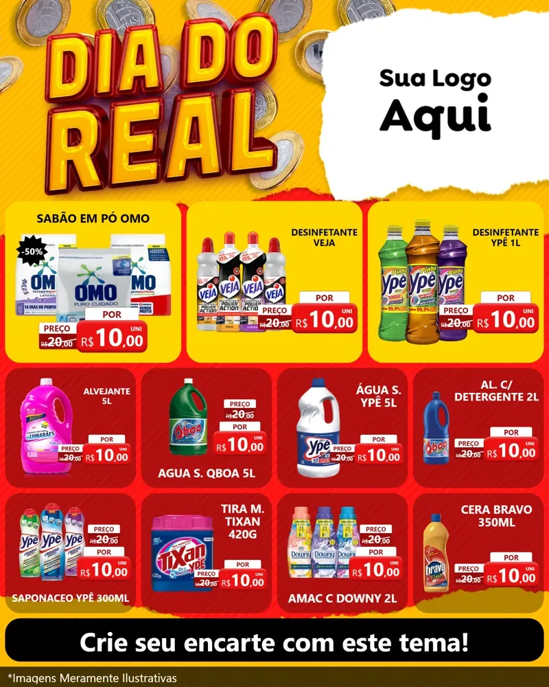 Modelo de Rede Social para Feed Instagram com o tema Dia Do Real para Produtos de Limpeza