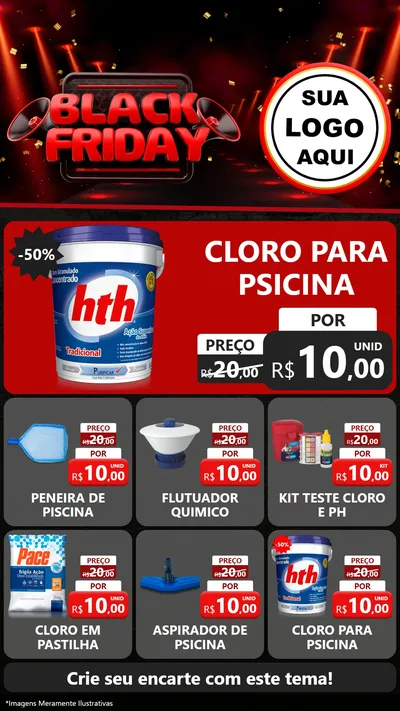 Modelo de Rede Social para Stories com o tema Black Friday para Produtos para Piscina