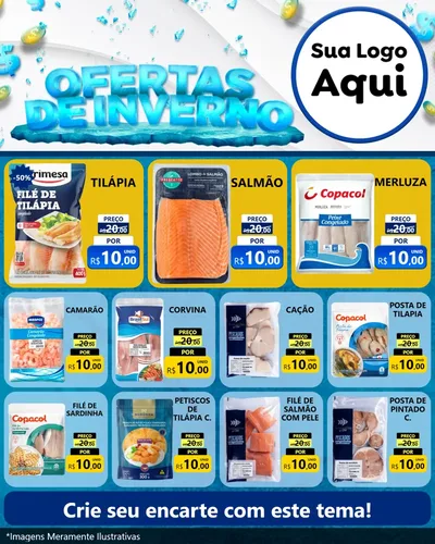 Modelo de Rede Social para Feed Instagram com o tema Ofertas de Inverno para Peixaria