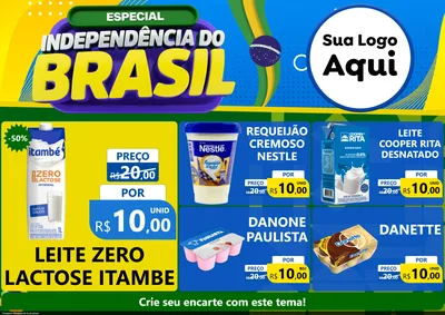 Modelo de Encarte para Encarte A4 Horizontal com o tema Especial Independência do Brasil para Frios e Laticínios
