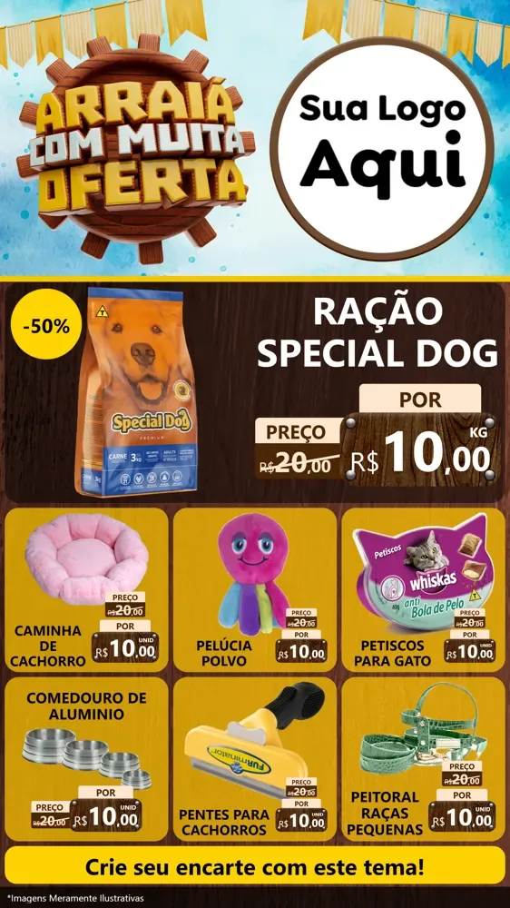 Modelo de Rede Social para Stories com o tema Ofertas de São João - Junina para Pet Shop