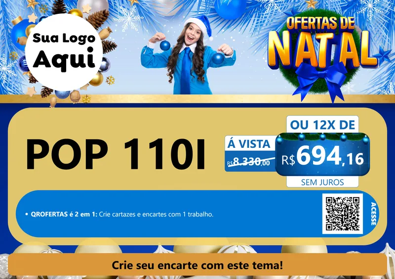Modelo de Cartaz para Cartaz A4 Horizontal com o tema Ofertas de Natal para Concessionaria de Motos
