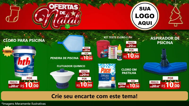 Modelo de TV para TV Horizontal com o tema Ofertas de Natal para Produtos para Piscina