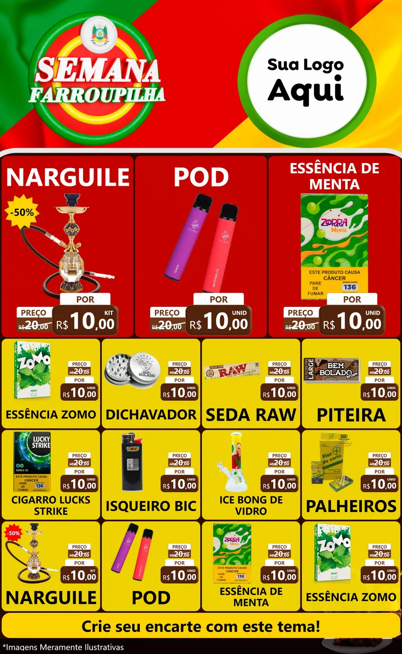 Modelo de Encarte para Encarte Grande com o tema Semana Farroupilha para Tabacaria