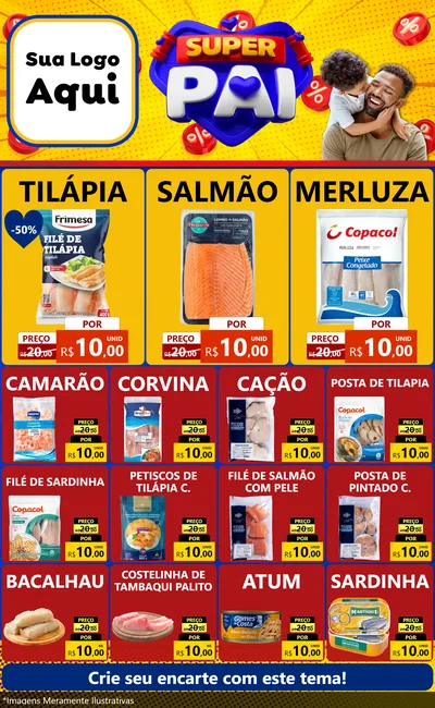 Modelo de Encarte para Encarte Grande com o tema Super Pai para Peixaria