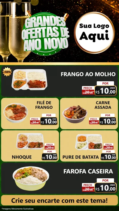 Modelo de TV para TV Vertical com o tema Grandes Ofertas de Ano Novo para Restaurante