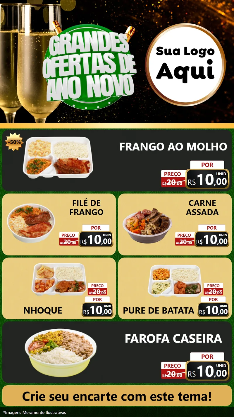 Modelo de TV para TV Vertical com o tema Grandes Ofertas de Ano Novo para Restaurante