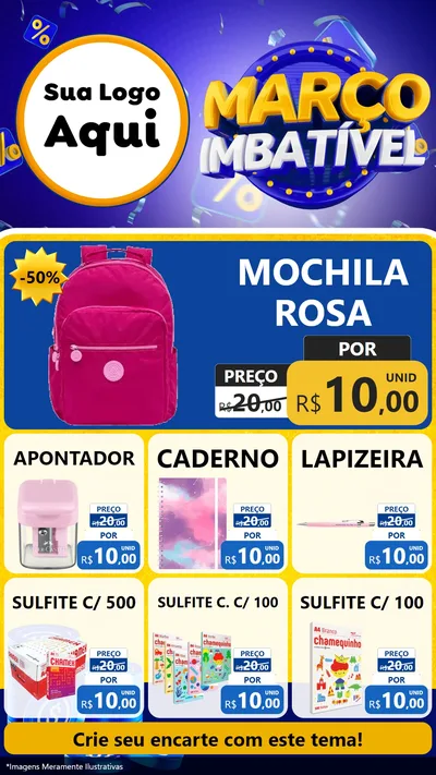 Modelo de Rede Social para Stories com o tema Março Imbatível para Papelaria