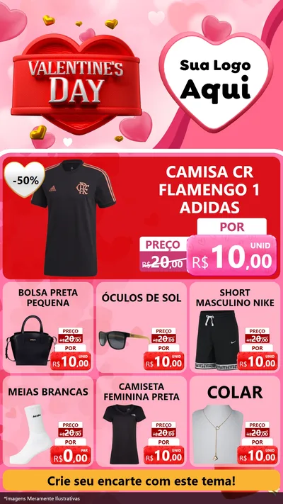 Modelo de Rede Social para Stories com o tema Valentine's Day para Roupas e acessórios