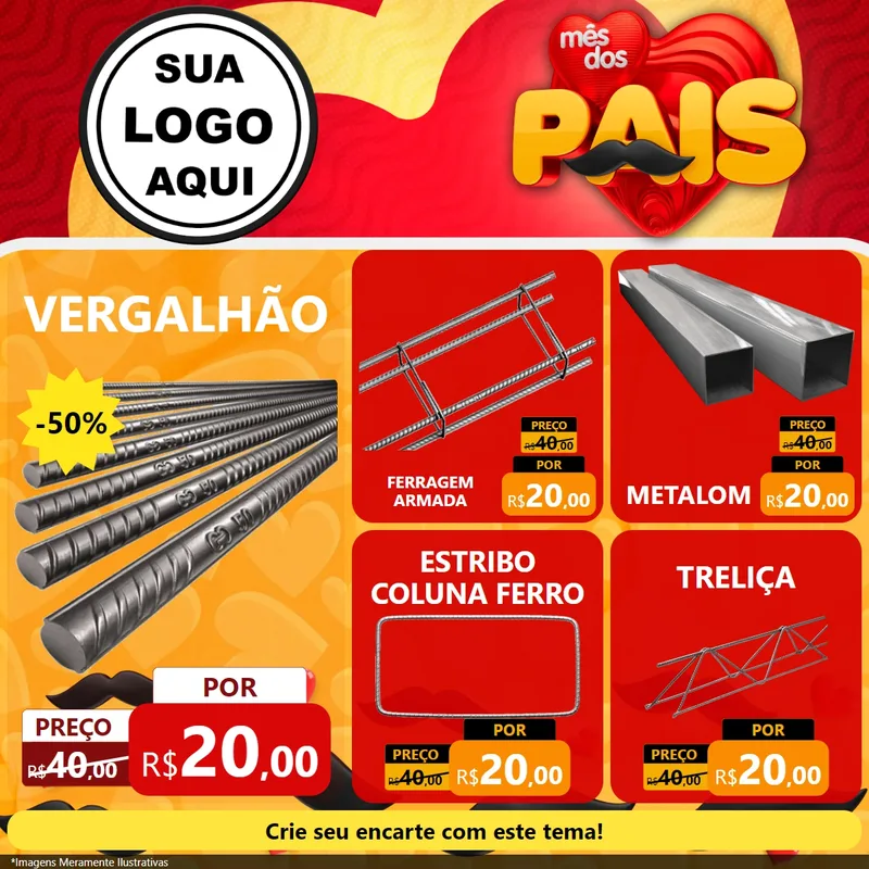 Modelo de Rede Social para Feed Facebook com o tema Mês Dos Pais para Ferragens