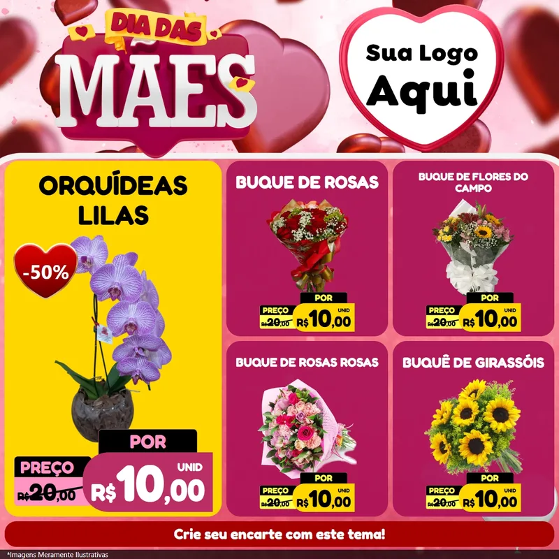 Modelo de Rede Social para Feed Facebook com o tema Dia Das Mães para Floricultura e jardim