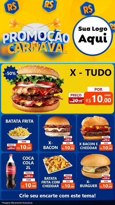 Modelo de Rede Social para Stories com o tema Promoção de Carnaval para Hamburgueria