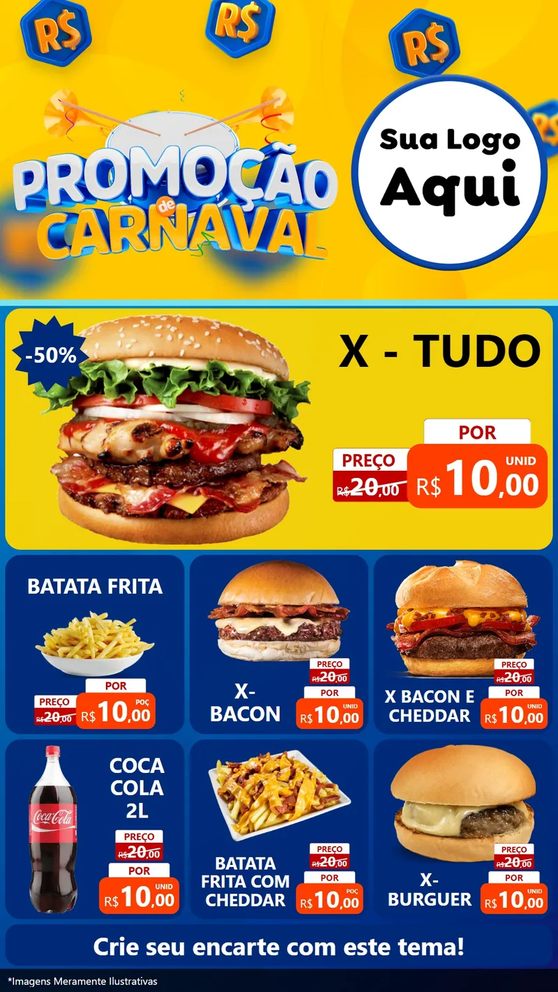Modelo de Rede Social para Stories com o tema Promoção de Carnaval para Hamburgueria