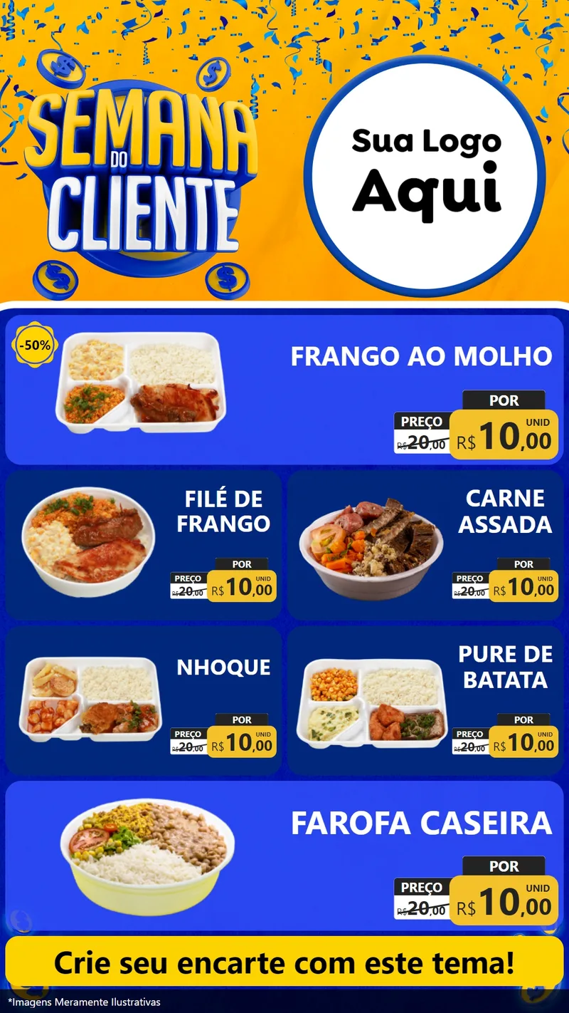 Modelo de TV para TV Vertical com o tema Semana do Cliente para Restaurante