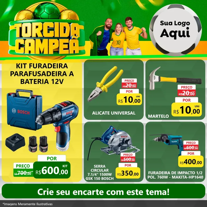 Modelo de Rede Social para Feed Facebook com o tema Torcida Campeã - Copa para Maquinas e Ferramentas