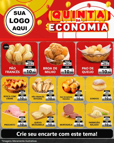 Modelo de Rede Social para Feed Instagram com o tema Quinta da Economia para Padaria