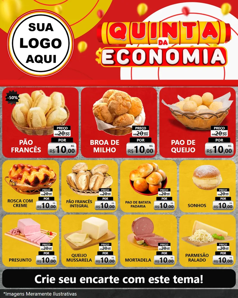 Modelo de Rede Social para Feed Instagram com o tema Quinta da Economia para Padaria
