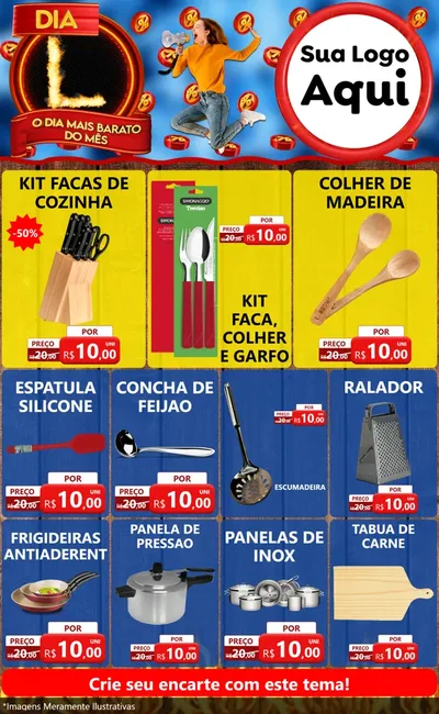 Modelo de Encarte para Encarte Grande com o tema Dia L - O Dia Mais Barato Do Mês para Utilidades Domésticas