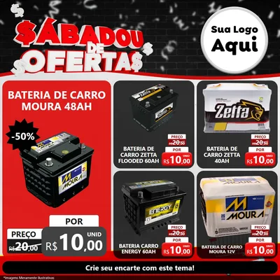 Modelo de Rede Social para Feed Facebook com o tema Sabadou de Ofertas para Baterias Elétricas