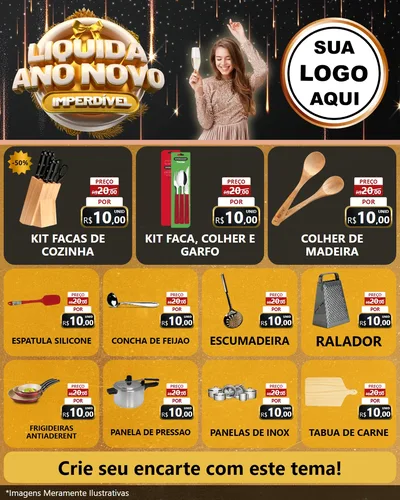 Modelo de Rede Social para Feed Instagram com o tema Liquida Ano Novo Imperdível para Utilidades Domésticas
