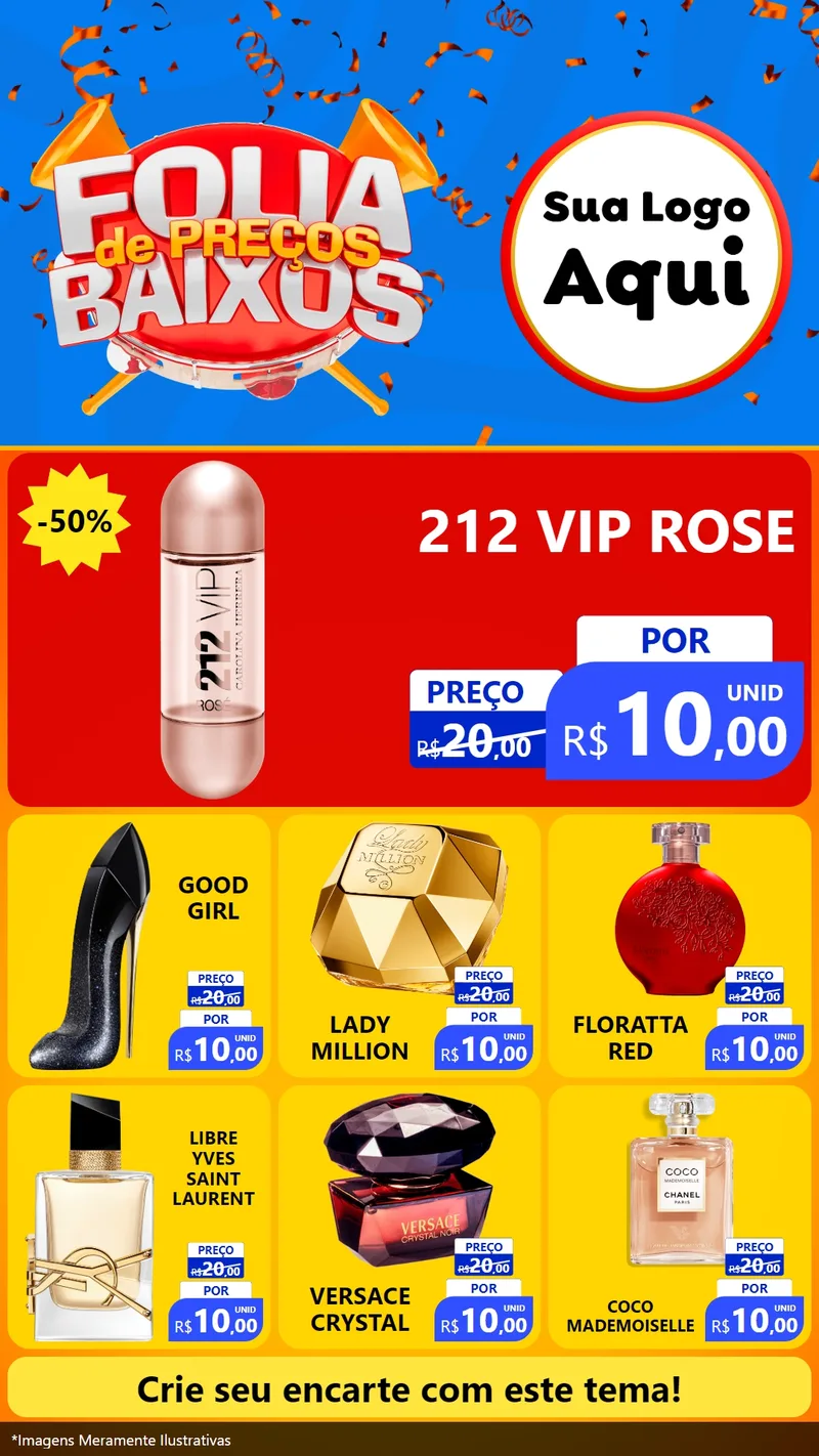 Modelo de Rede Social para Stories com o tema Folia de Preços Baixos para Perfumes