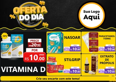 Modelo de Encarte para Encarte A4 Horizontal com o tema Oferta Do Dia para Farmácia