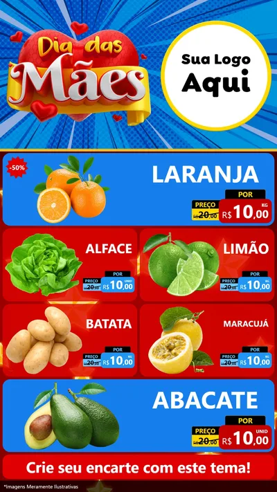 Modelo de TV para TV Vertical com o tema Dia das Mães para Hortifrúti