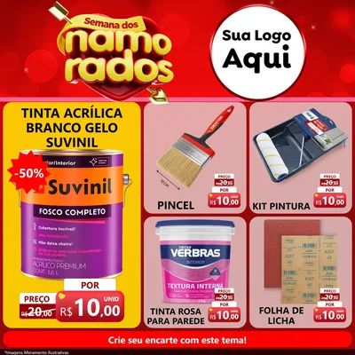 Modelo de Rede Social para Feed Facebook com o tema Semana dos namorados para Tintas e Ferramentas