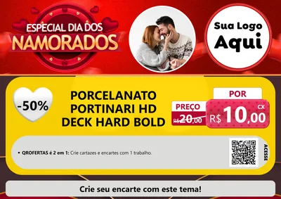 Modelo de Cartaz para Cartaz A4 Horizontal com o tema Especial Dia Dos Namorados para Pisos e revestimentos