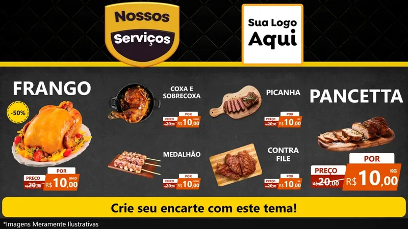 Modelo de TV para TV Horizontal com o tema Nossos Serviços para Assados