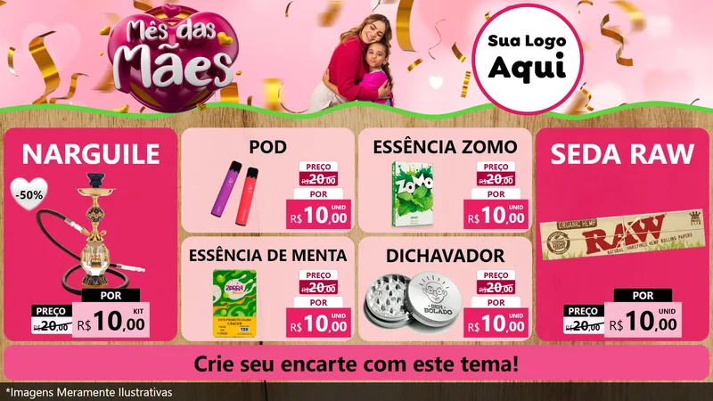 Modelo de TV para TV Horizontal com o tema Mês das Mães para Tabacaria