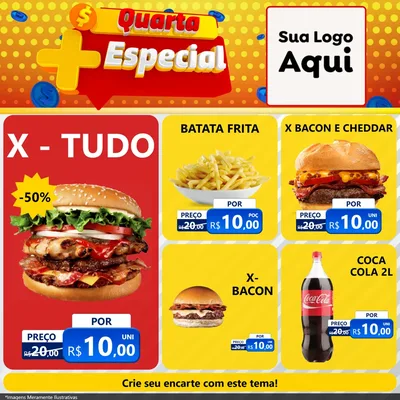 Modelo de Rede Social para Feed Facebook com o tema Quarta Mais Especial para Hamburgueria
