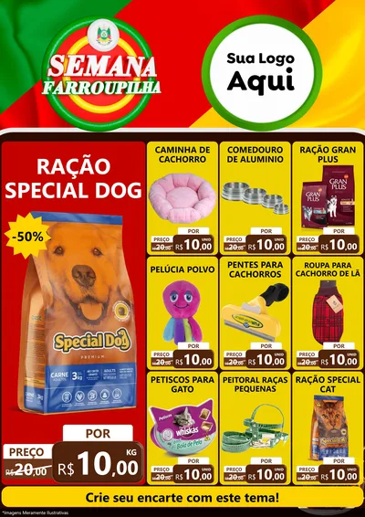 Modelo de Encarte para Encarte A4 Vertical com o tema Semana Farroupilha para Pet Shop