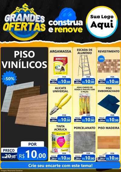 Modelo de Encarte para Encarte A4 Vertical com o tema Grandes Ofertas - Material de Construção para Material para Construção