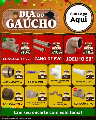 Modelo de Rede Social para Feed Instagram com o tema Dia do Gaúcho para Tubos e conexões