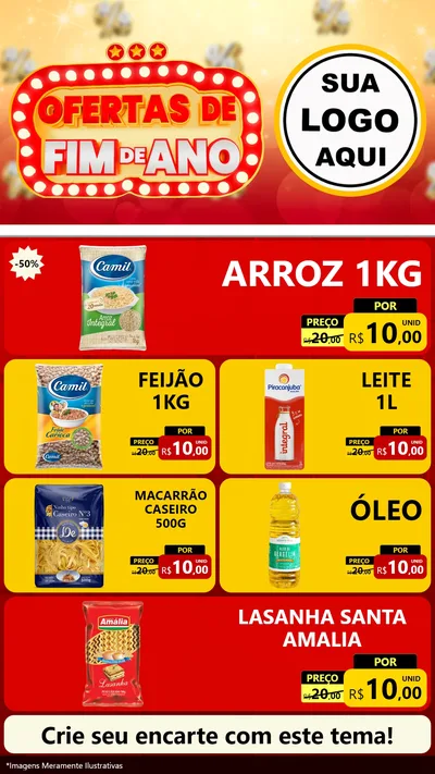 Modelo de TV para TV Vertical com o tema Ofertas de Fim de Ano para Supermercado
