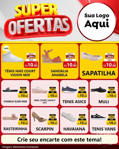 Modelo de Rede Social para Feed Instagram com o tema Super Ofertas para Calçados