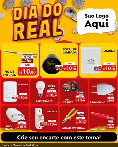 Modelo de Rede Social para Feed Instagram com o tema Dia Do Real para Materiais Elétricos