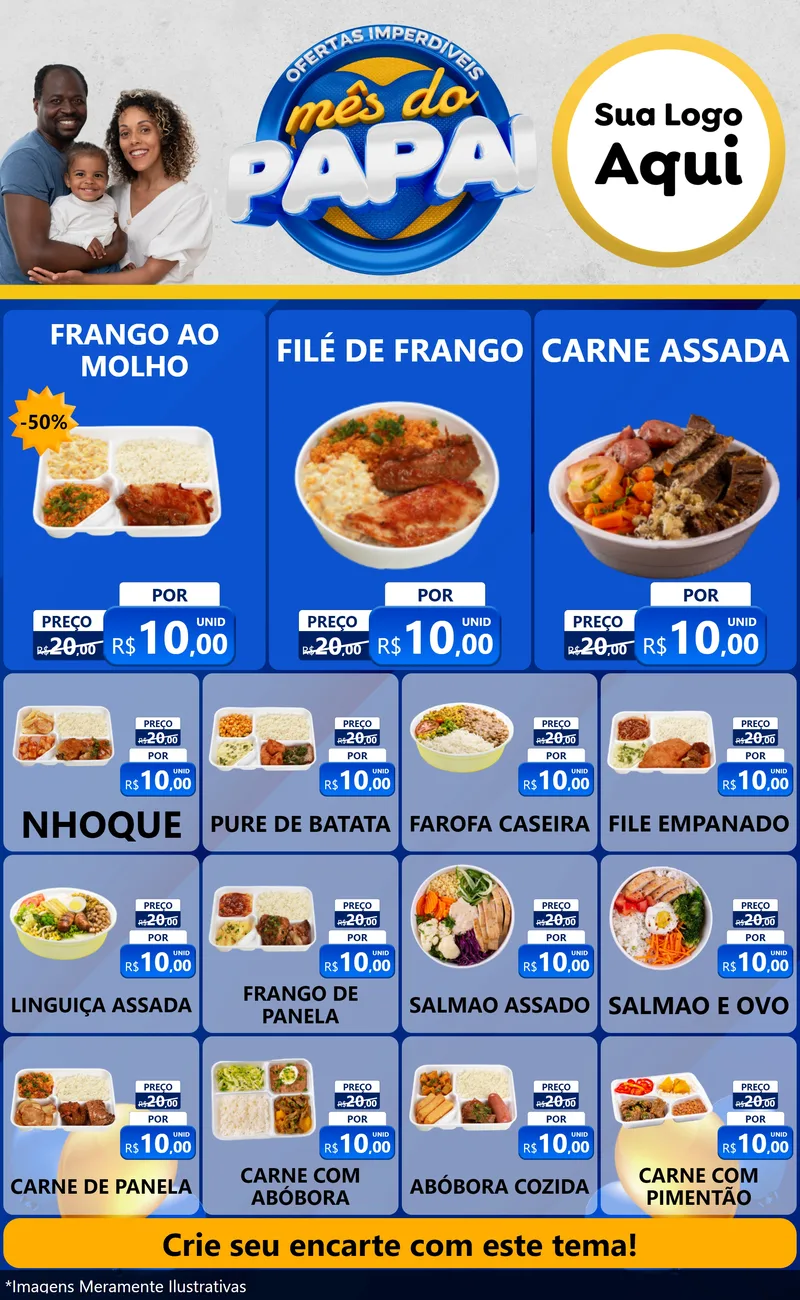 Modelo de Encarte para Encarte Grande com o tema Ofertas Imperdíveis Mês Do Papai para Restaurante