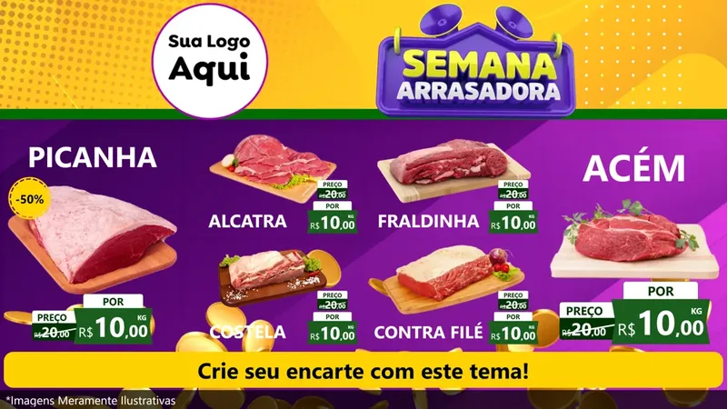 Modelo de TV para TV Horizontal com o tema Semana Arrasadora para Açougue