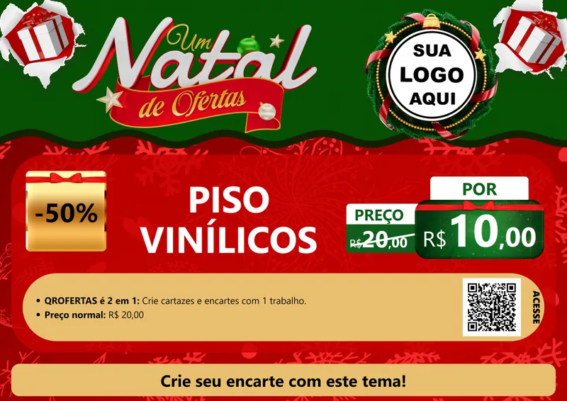 Modelo de Cartaz para Cartaz A4 Horizontal com o tema Um Natal de Ofertas para Material para Construção