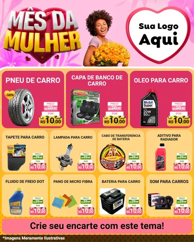 Modelo de Rede Social para Feed Instagram com o tema Mês da Mulher para Auto peças